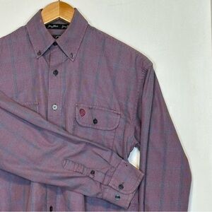 Wrangler George Strait Collection Men's Burgundy Plaid Western Shirt Size S